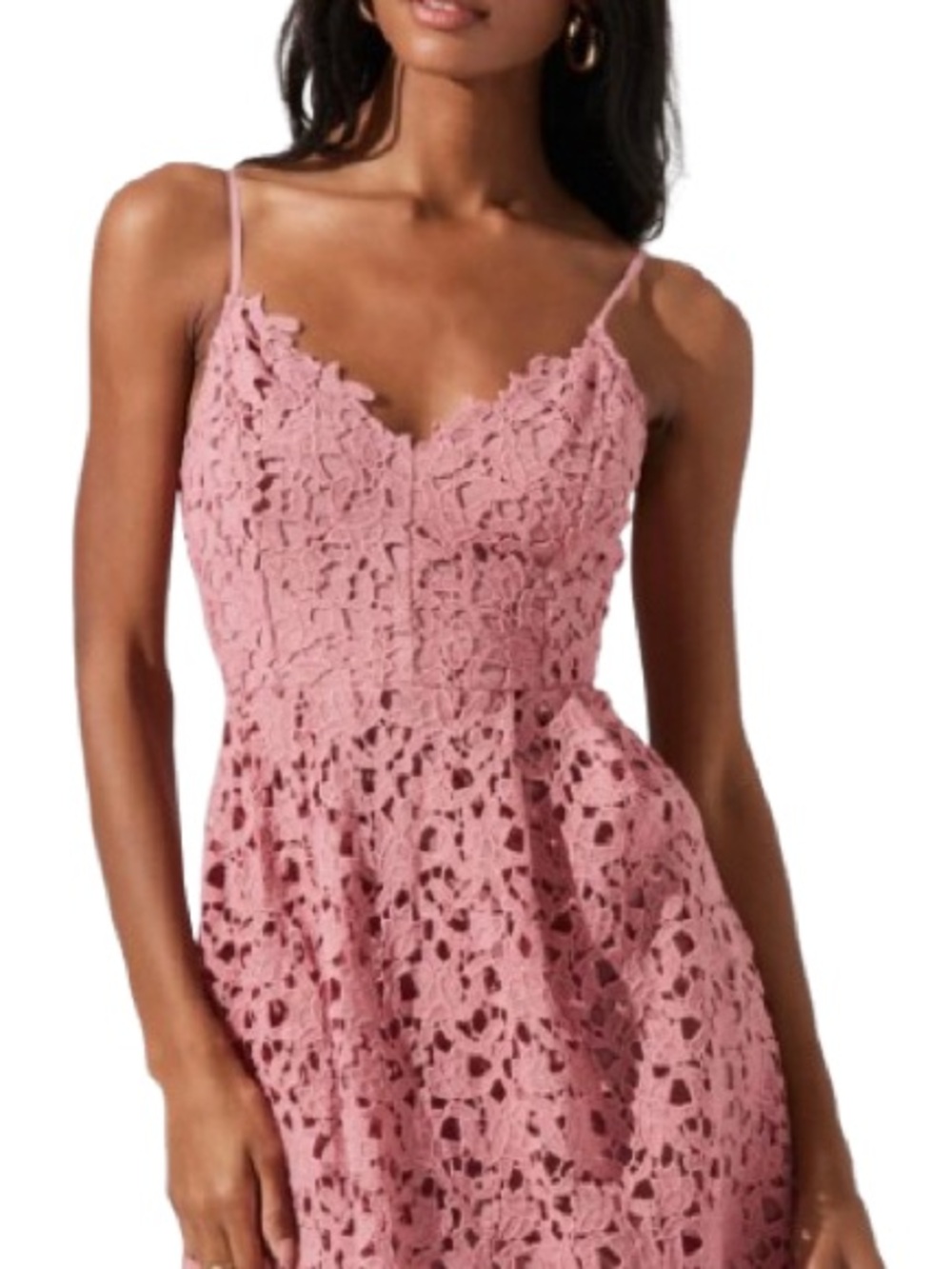 ASTR The Label Floral Lace Overlay A Line Midi Dress Coral Sz XL Wedding Guest